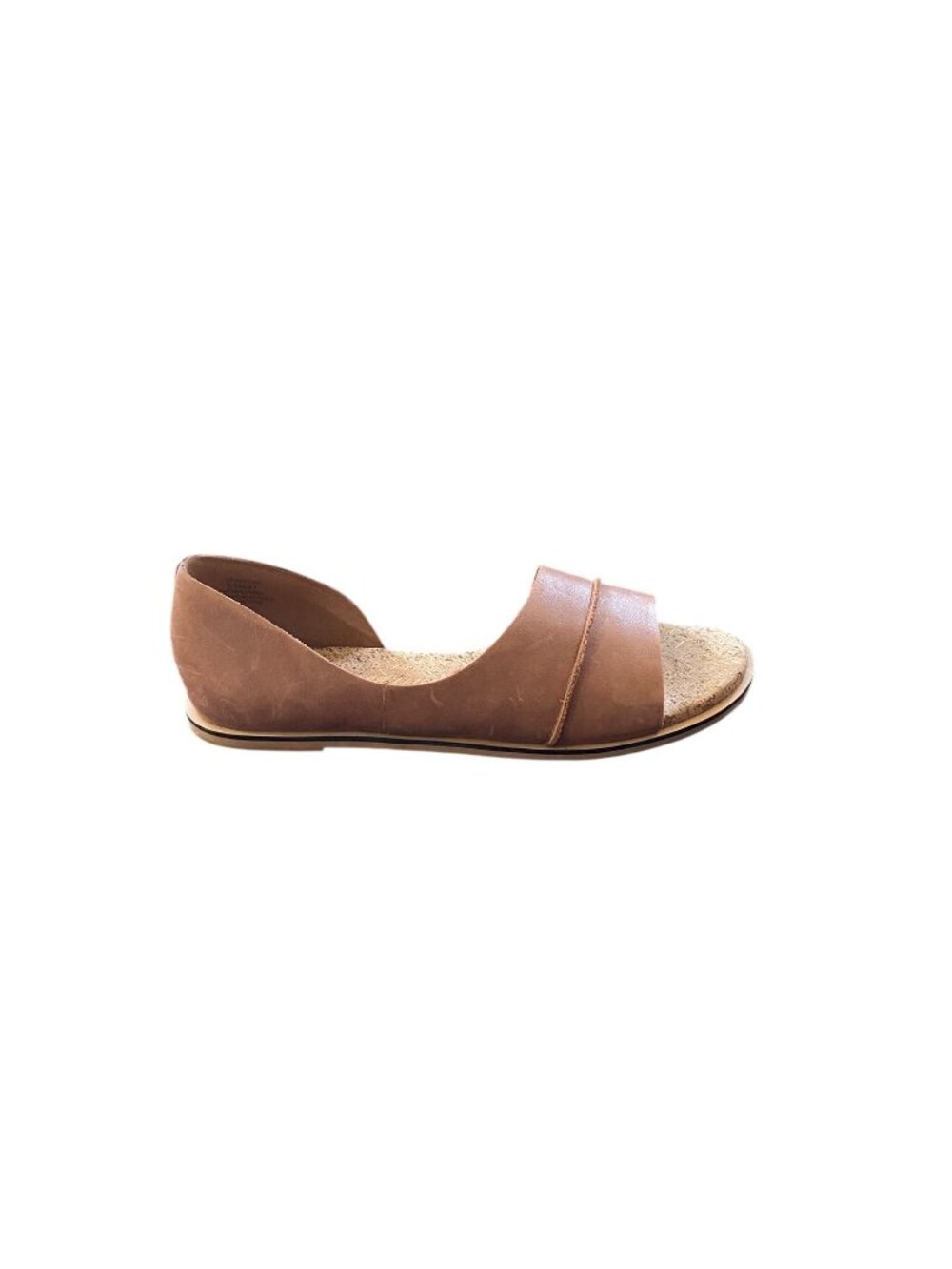 Lucky Brand Fentin 2 Flat Leather Sandals Latte Brown Size 9 Spring Neutral Boho - Picture 4 of 12